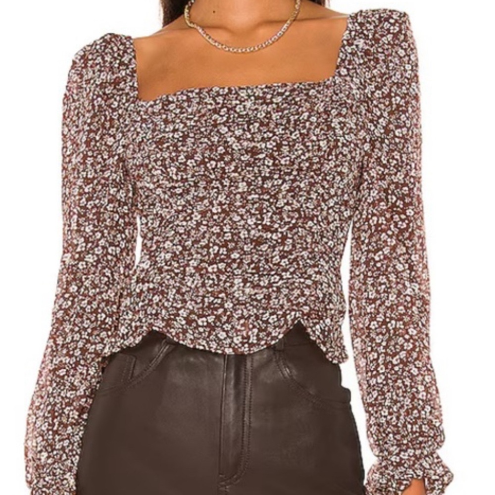 Tonina Top Brown & Ivory floral top